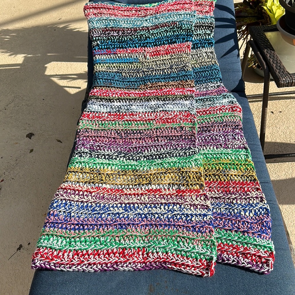 Handmade Crocheted knitted Blanket/Lap Throw-multi colored NEW Warm